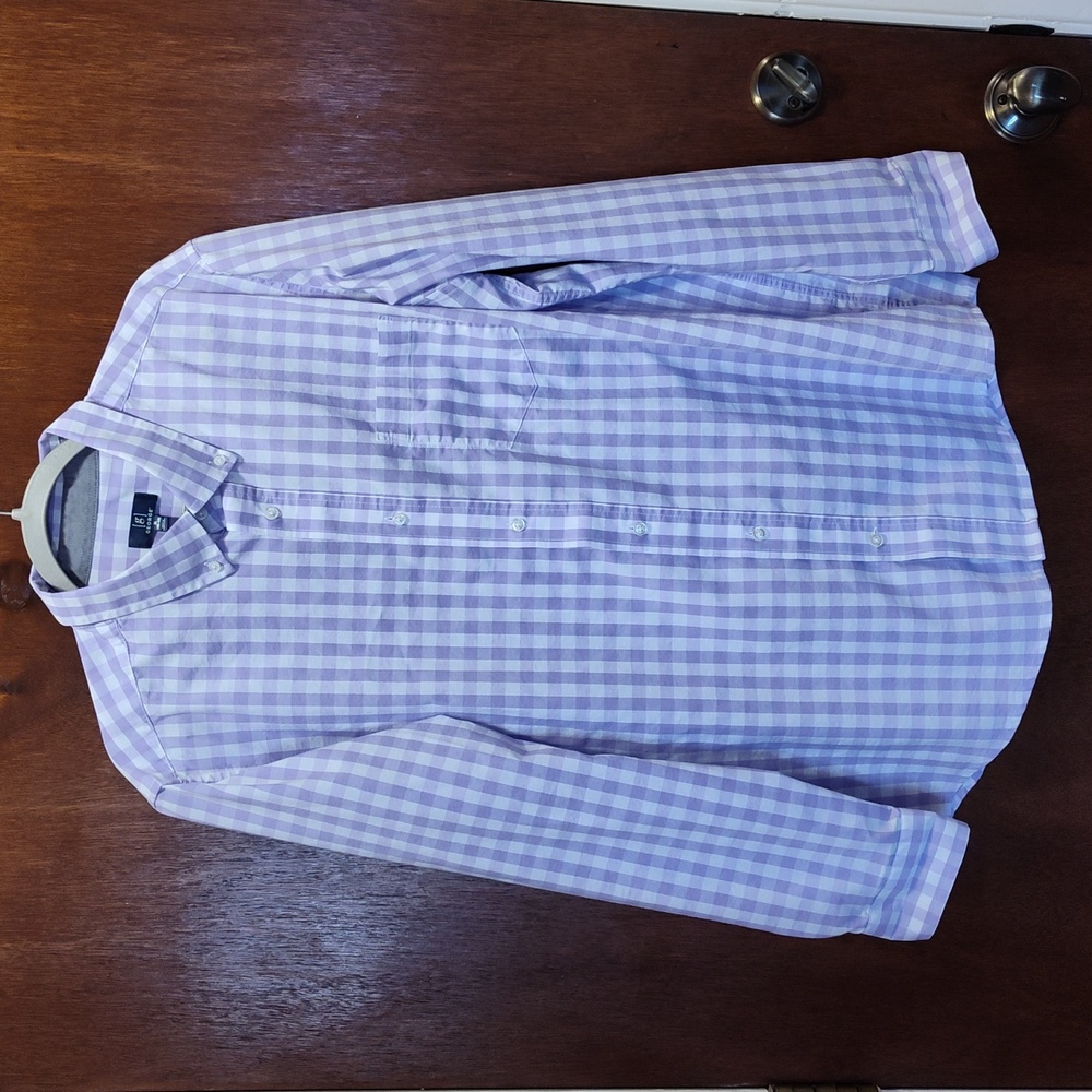 GEORGE Purple and white check Long Sleeve Button Down Shirt, Men's size XL